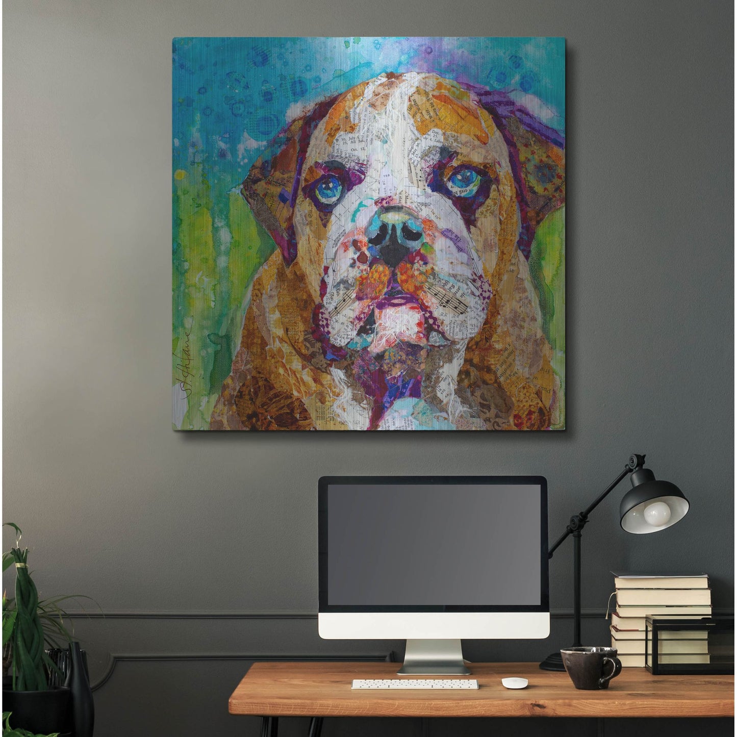 Luxe Metal Art 'Bull Dog' by St. Hilaire Elizabeth, Metal Wall Art,36x36