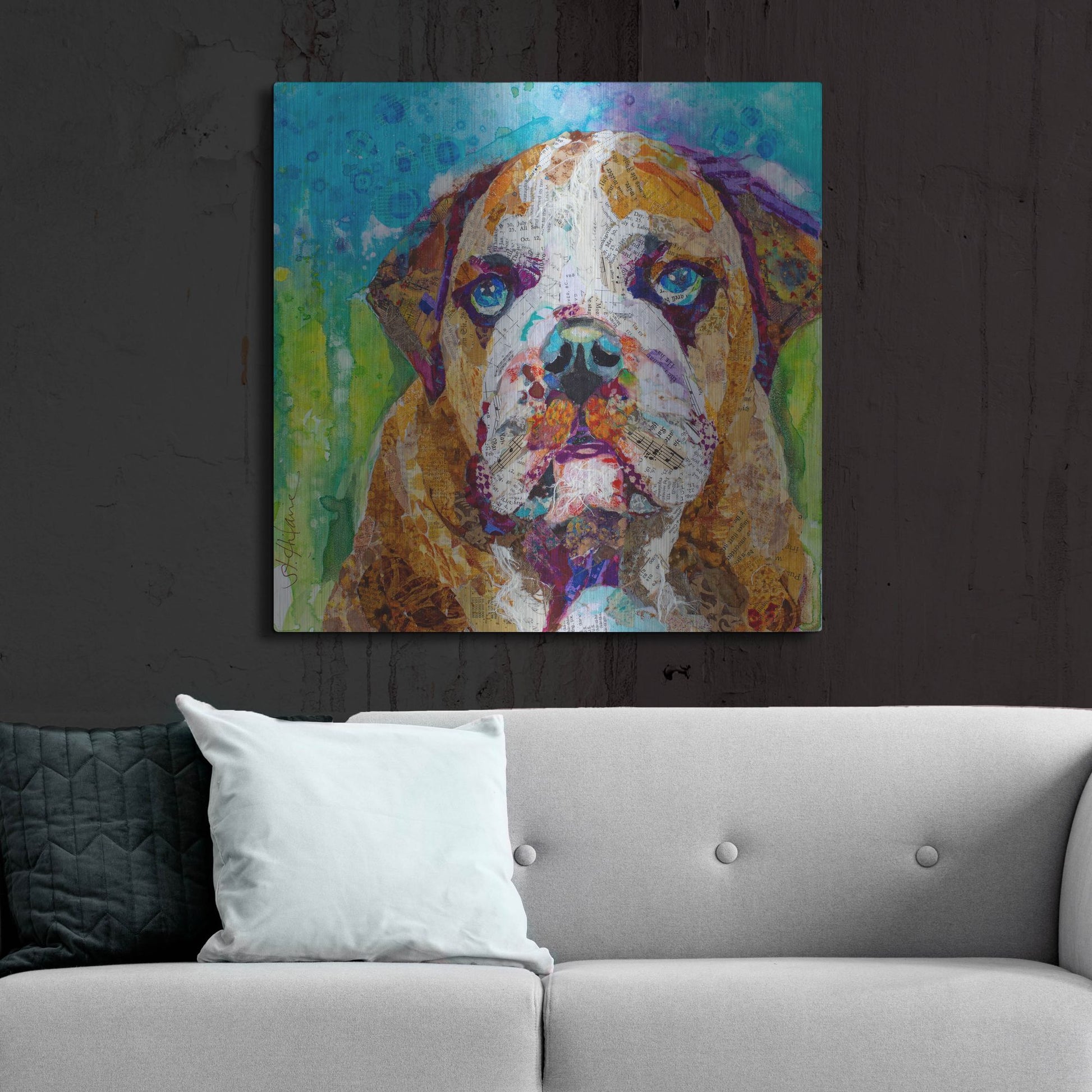 Luxe Metal Art 'Bull Dog' by St. Hilaire Elizabeth, Metal Wall Art,36x36