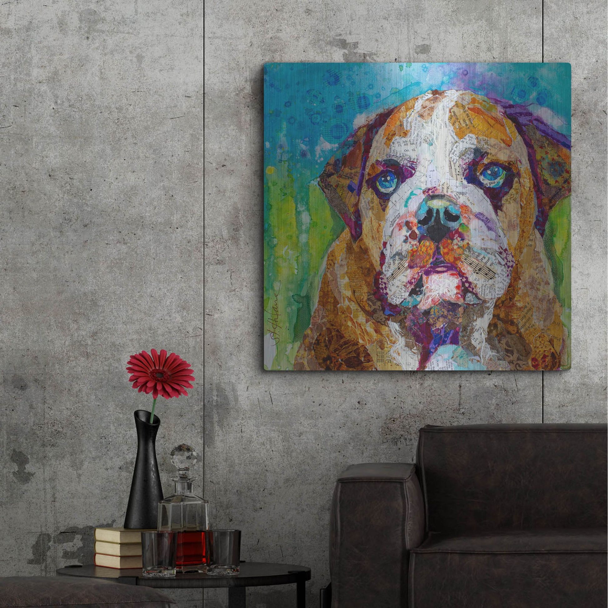 Luxe Metal Art 'Bull Dog' by St. Hilaire Elizabeth, Metal Wall Art,36x36