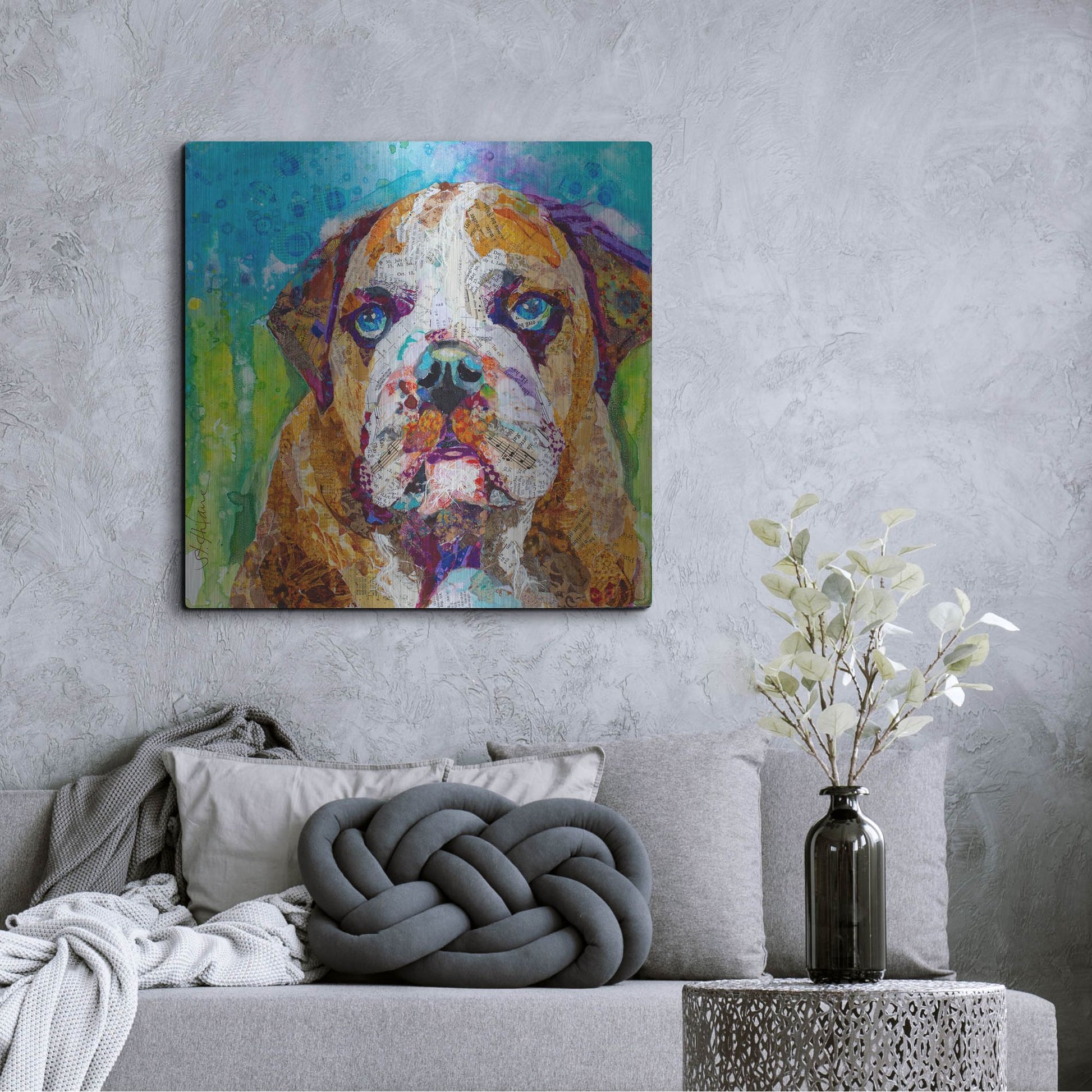 Luxe Metal Art 'Bull Dog' by St. Hilaire Elizabeth, Metal Wall Art,36x36