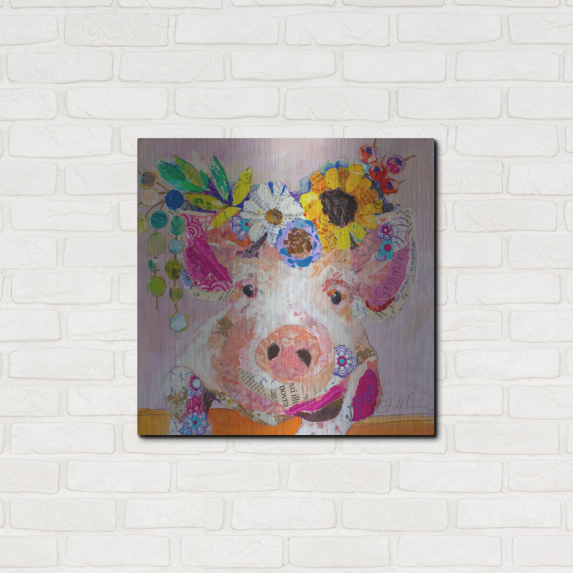 Luxe Metal Art 'Miss Piggy' by St. Hilaire Elizabeth, Metal Wall Art,24x24