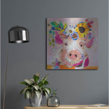 Luxe Metal Art 'Miss Piggy' by St. Hilaire Elizabeth, Metal Wall Art,24x24