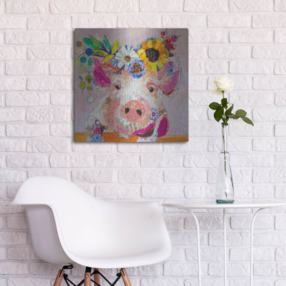 Luxe Metal Art 'Miss Piggy' by St. Hilaire Elizabeth, Metal Wall Art,24x24