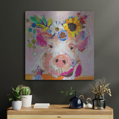 Luxe Metal Art 'Miss Piggy' by St. Hilaire Elizabeth, Metal Wall Art,24x24