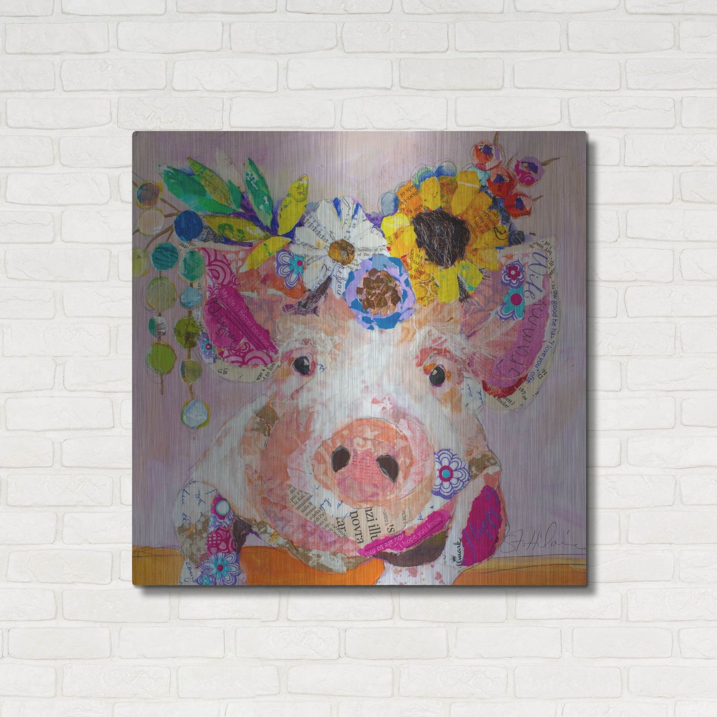 Luxe Metal Art 'Miss Piggy' by St. Hilaire Elizabeth, Metal Wall Art,36x36