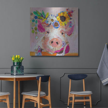 Luxe Metal Art 'Miss Piggy' by St. Hilaire Elizabeth, Metal Wall Art,36x36