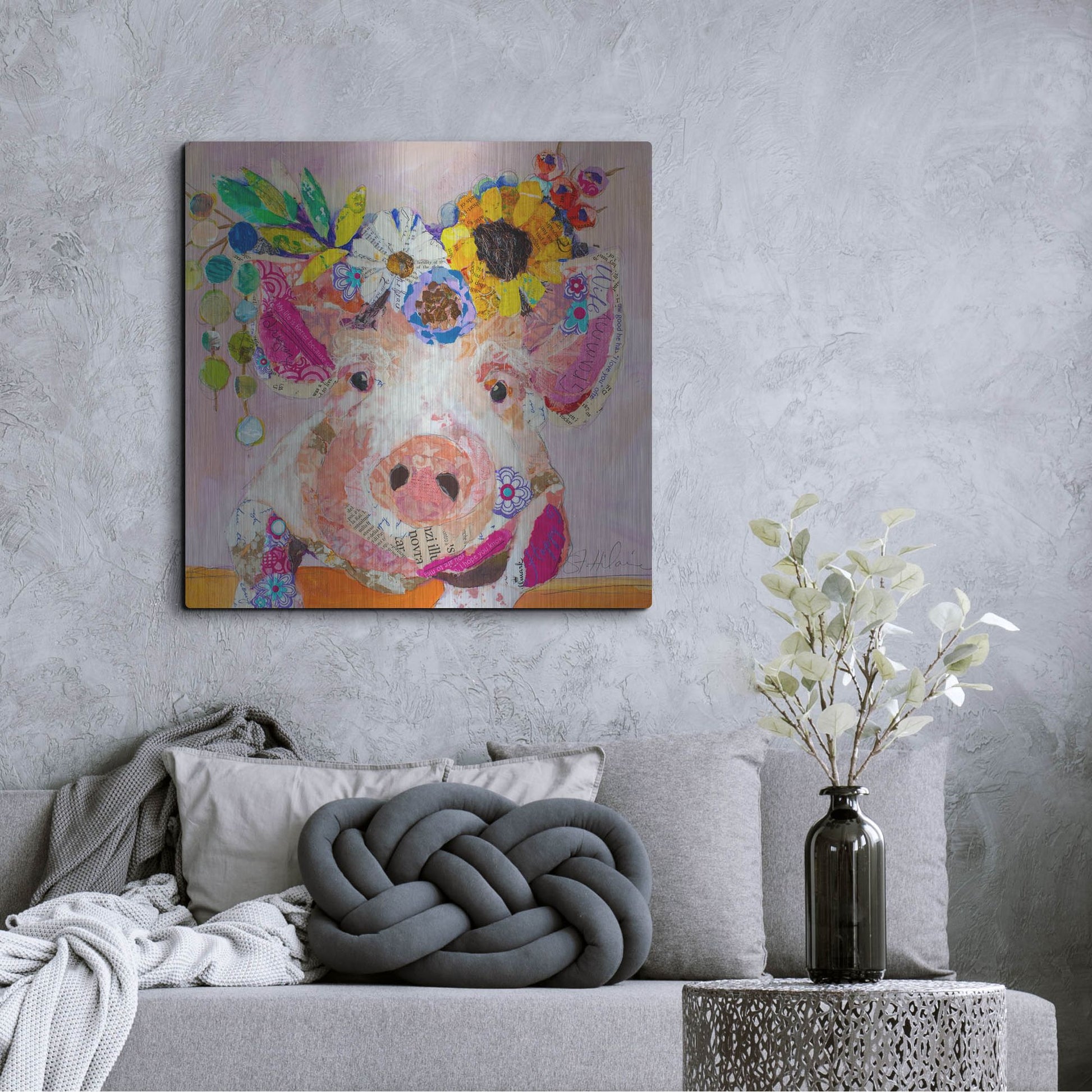 Luxe Metal Art 'Miss Piggy' by St. Hilaire Elizabeth, Metal Wall Art,36x36