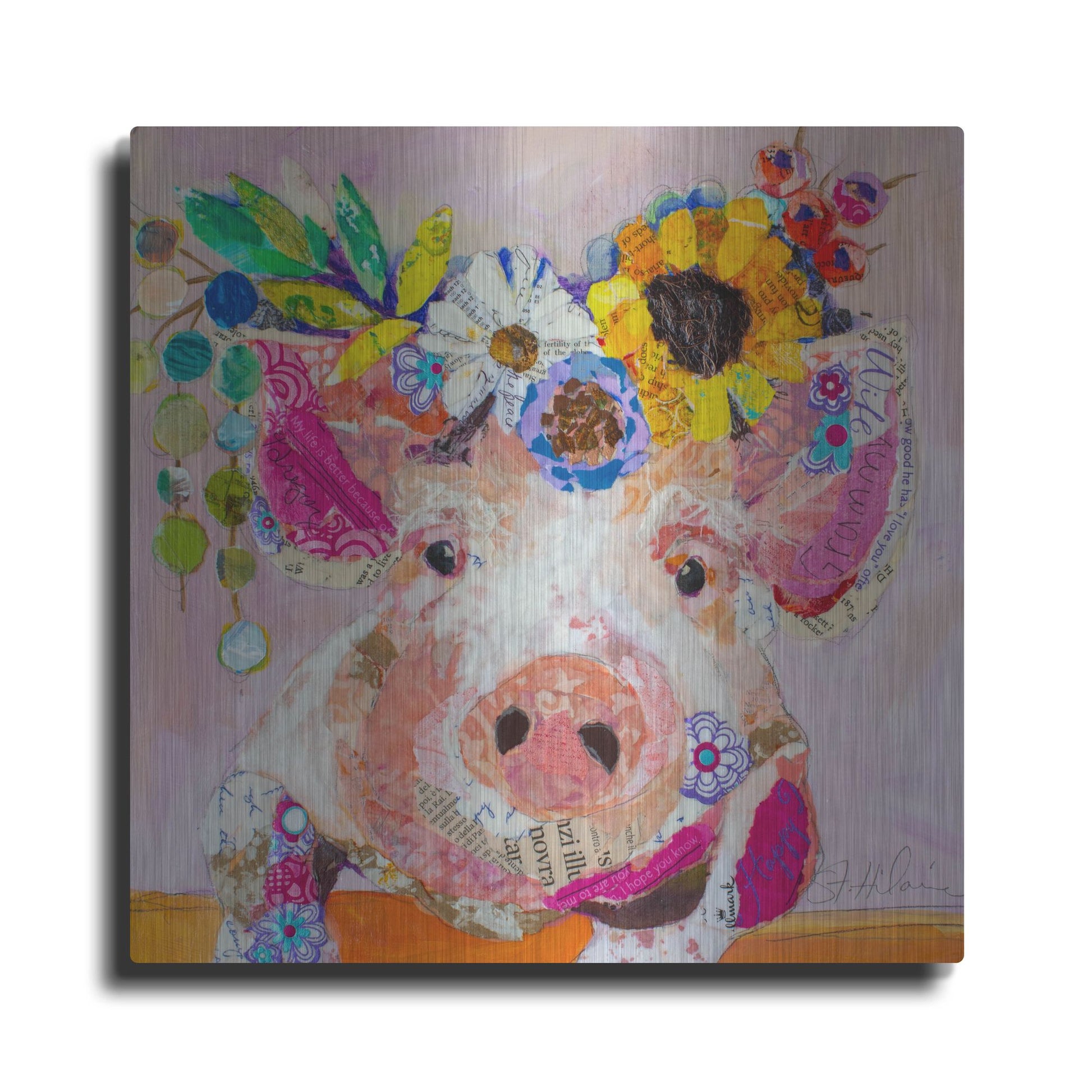 Luxe Metal Art 'Miss Piggy' by St. Hilaire Elizabeth, Metal Wall Art