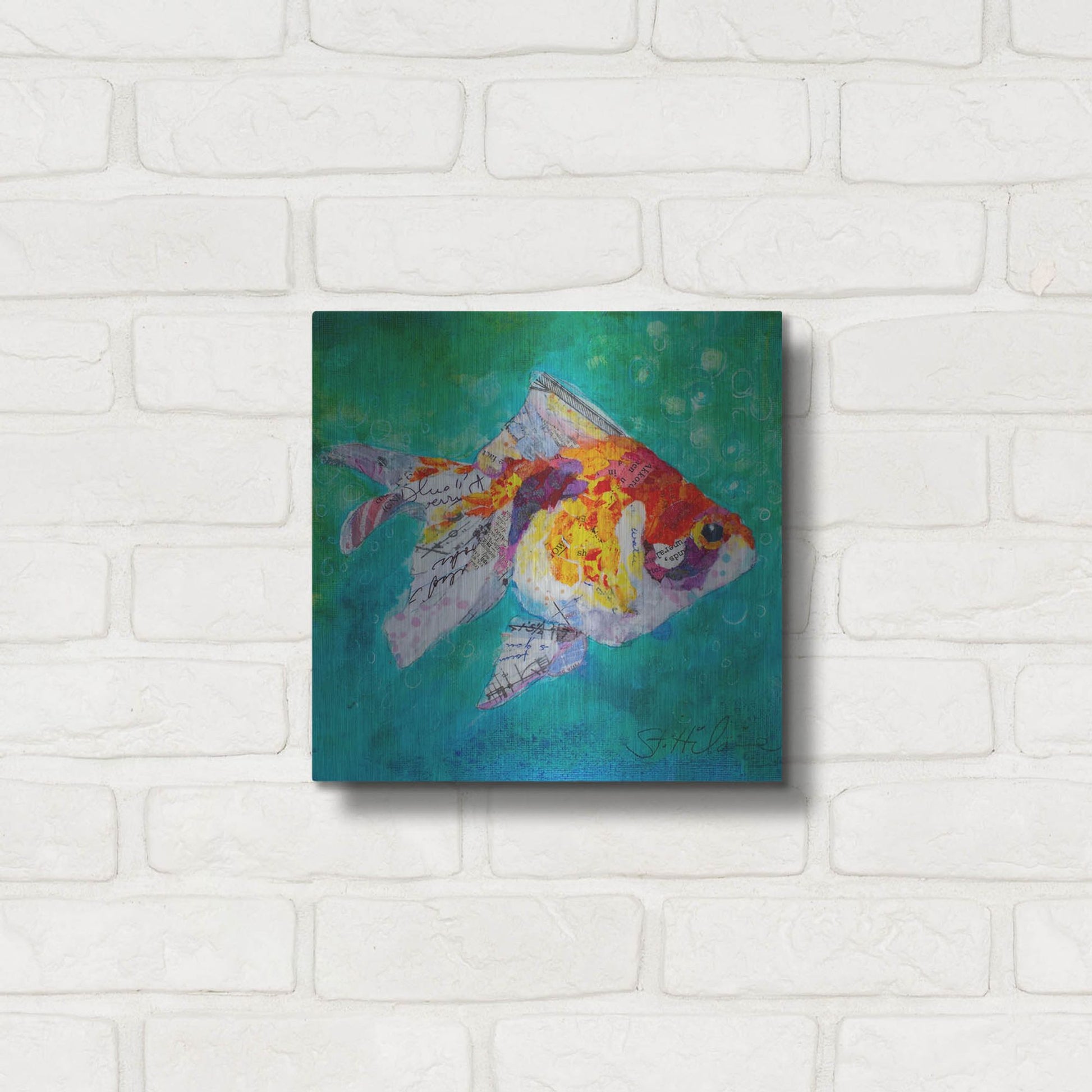 Luxe Metal Art 'Just Keep Swimming' by St. Hilaire Elizabeth, Metal Wall Art,12x12