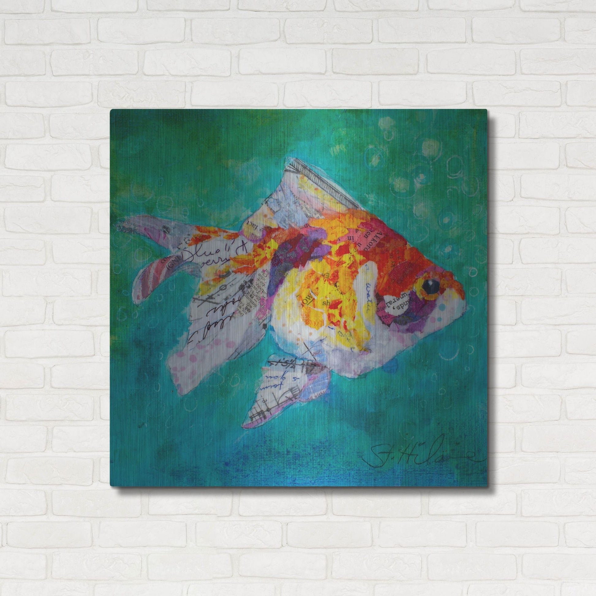 Luxe Metal Art 'Just Keep Swimming' by St. Hilaire Elizabeth, Metal Wall Art,36x36