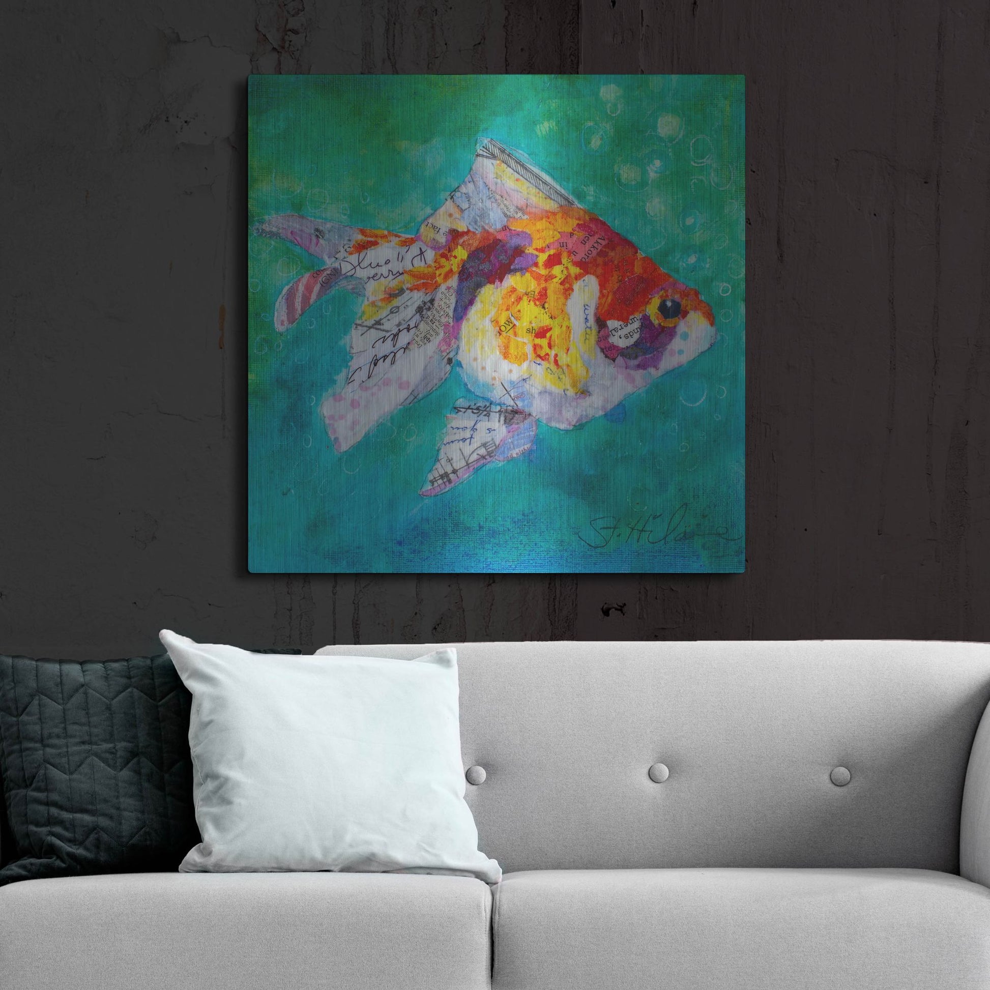 Luxe Metal Art 'Just Keep Swimming' by St. Hilaire Elizabeth, Metal Wall Art,36x36