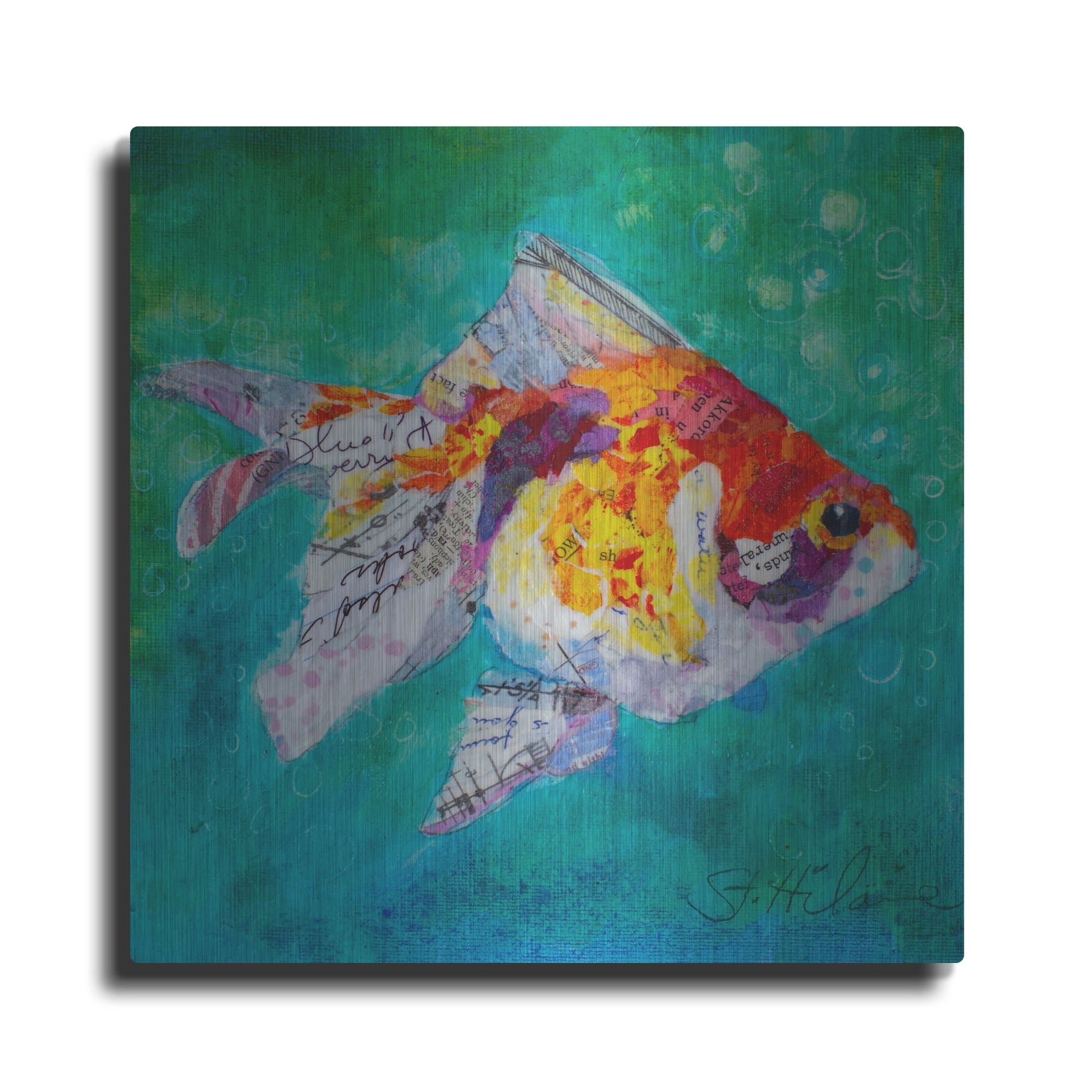 Luxe Metal Art 'Just Keep Swimming' by St. Hilaire Elizabeth, Metal Wall Art