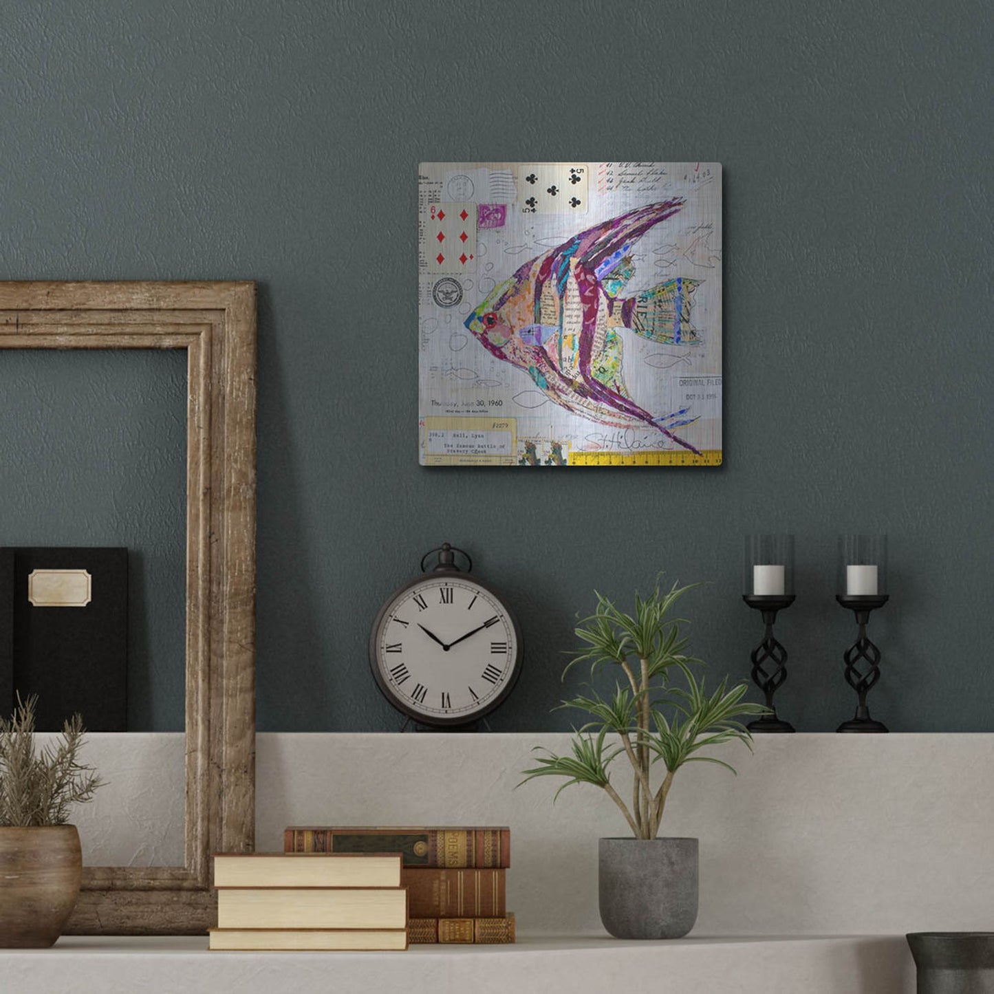 Luxe Metal Art 'Angel Fish at Bravery Creek' by St. Hilaire Elizabeth, Metal Wall Art,12x12