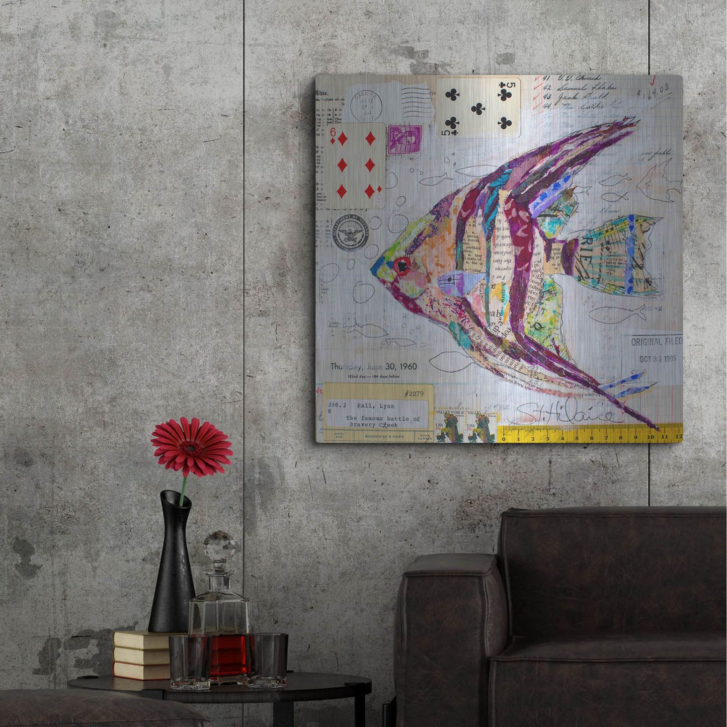 Luxe Metal Art 'Angel Fish at Bravery Creek' by St. Hilaire Elizabeth, Metal Wall Art,36x36