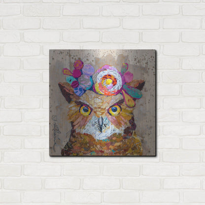 Luxe Metal Art 'Floral Owl' by St. Hilaire Elizabeth, Metal Wall Art,24x24