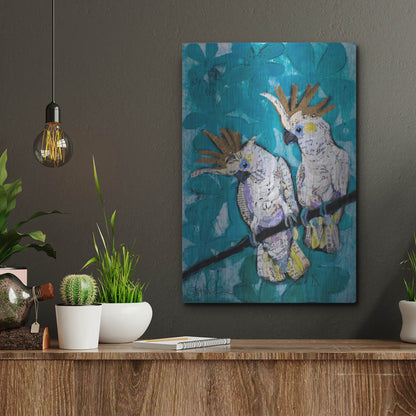 Luxe Metal Art 'Two Cockatoos' by St. Hilaire Elizabeth, Metal Wall Art,12x16