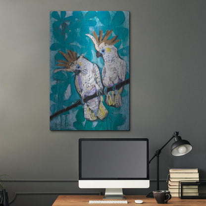 Luxe Metal Art 'Two Cockatoos' by St. Hilaire Elizabeth, Metal Wall Art,24x36