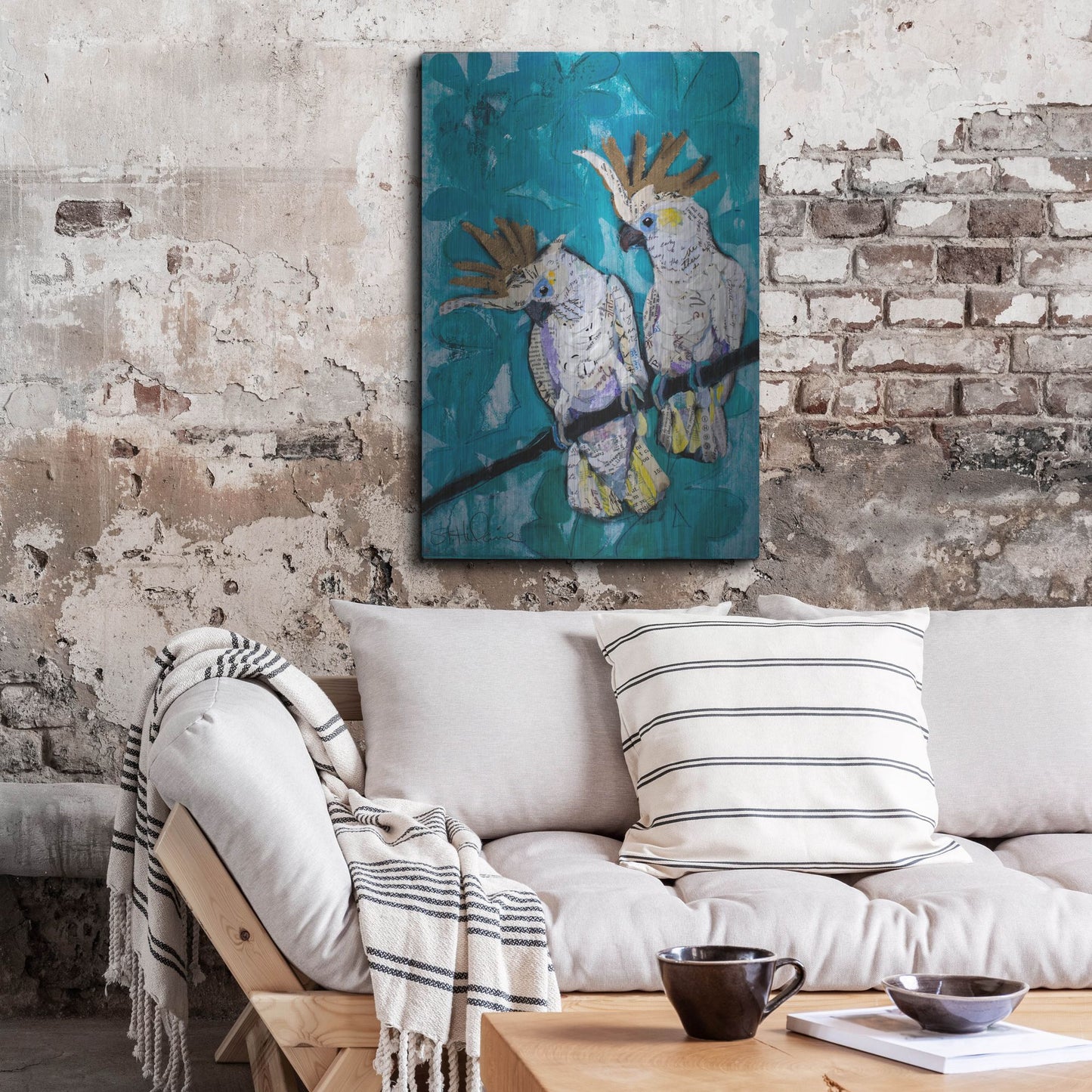 Luxe Metal Art 'Two Cockatoos' by St. Hilaire Elizabeth, Metal Wall Art,24x36