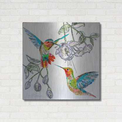 Luxe Metal Art 'Edit Hummers and Blooms 1' by St. Hilaire Elizabeth, Metal Wall Art,36x36