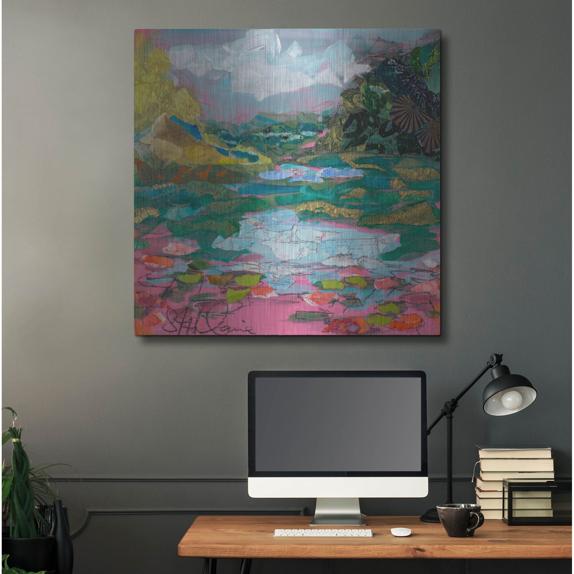 Luxe Metal Art 'River Morning 2' by St. Hilaire Elizabeth, Metal Wall Art,36x36