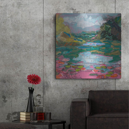 Luxe Metal Art 'River Morning 2' by St. Hilaire Elizabeth, Metal Wall Art,36x36