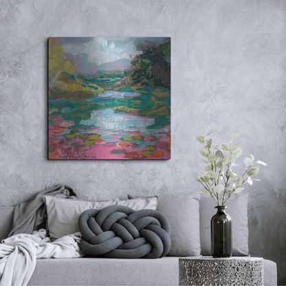 Luxe Metal Art 'River Morning 2' by St. Hilaire Elizabeth, Metal Wall Art,36x36