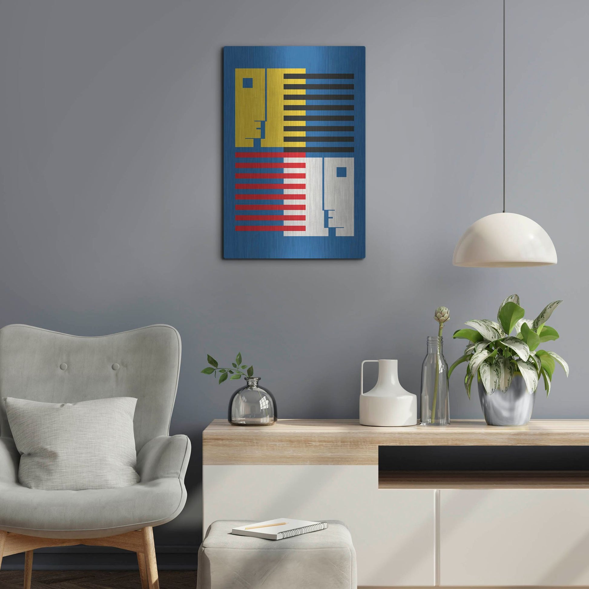 Luxe Metal Art 'Bauhaus 9' by Gary Williams, Metal Wall Art,16x24