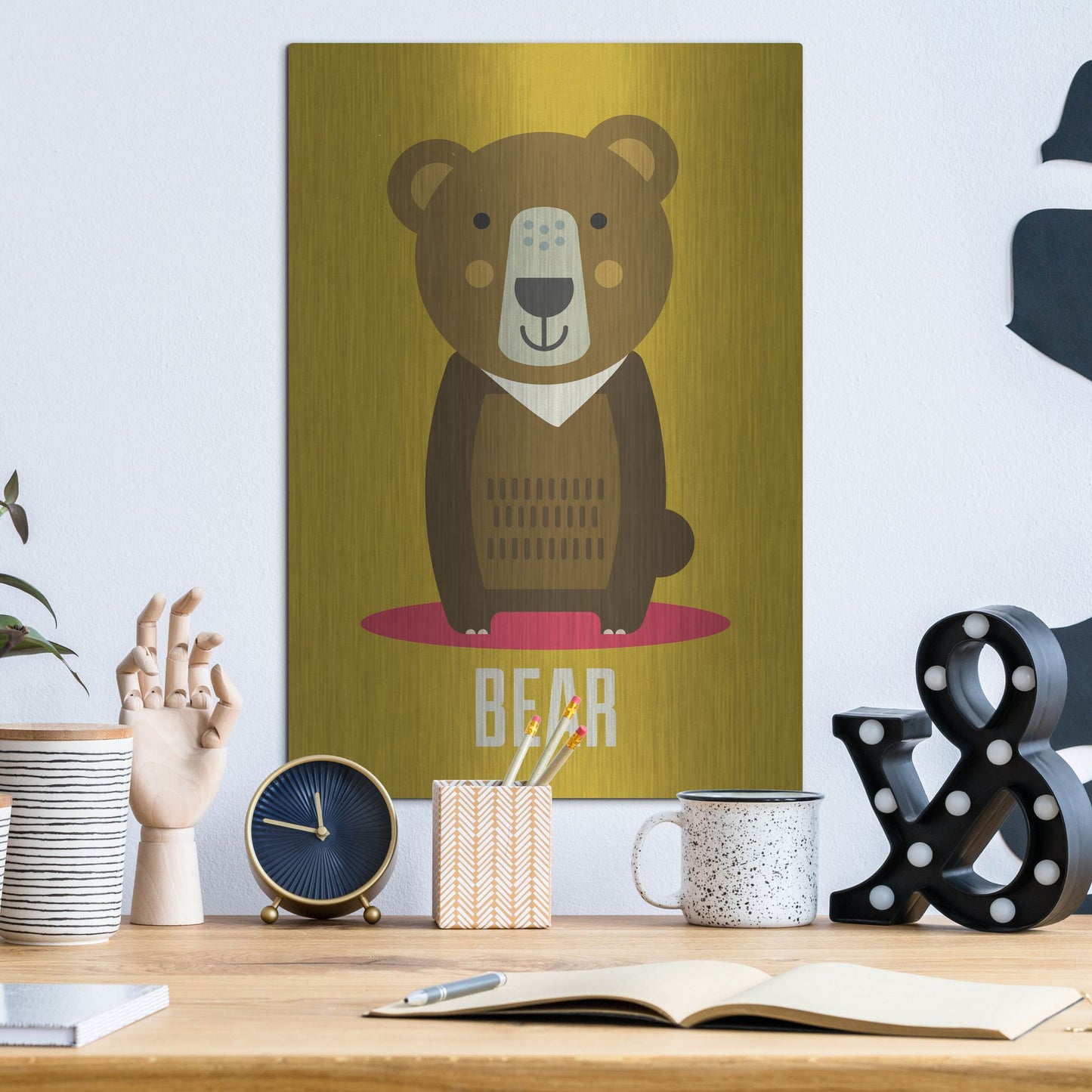 Luxe Metal Art 'Bear Kids Nursery' by Gary Williams, Metal Wall Art,12x16