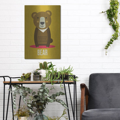 Luxe Metal Art 'Bear Kids Nursery' by Gary Williams, Metal Wall Art,12x16