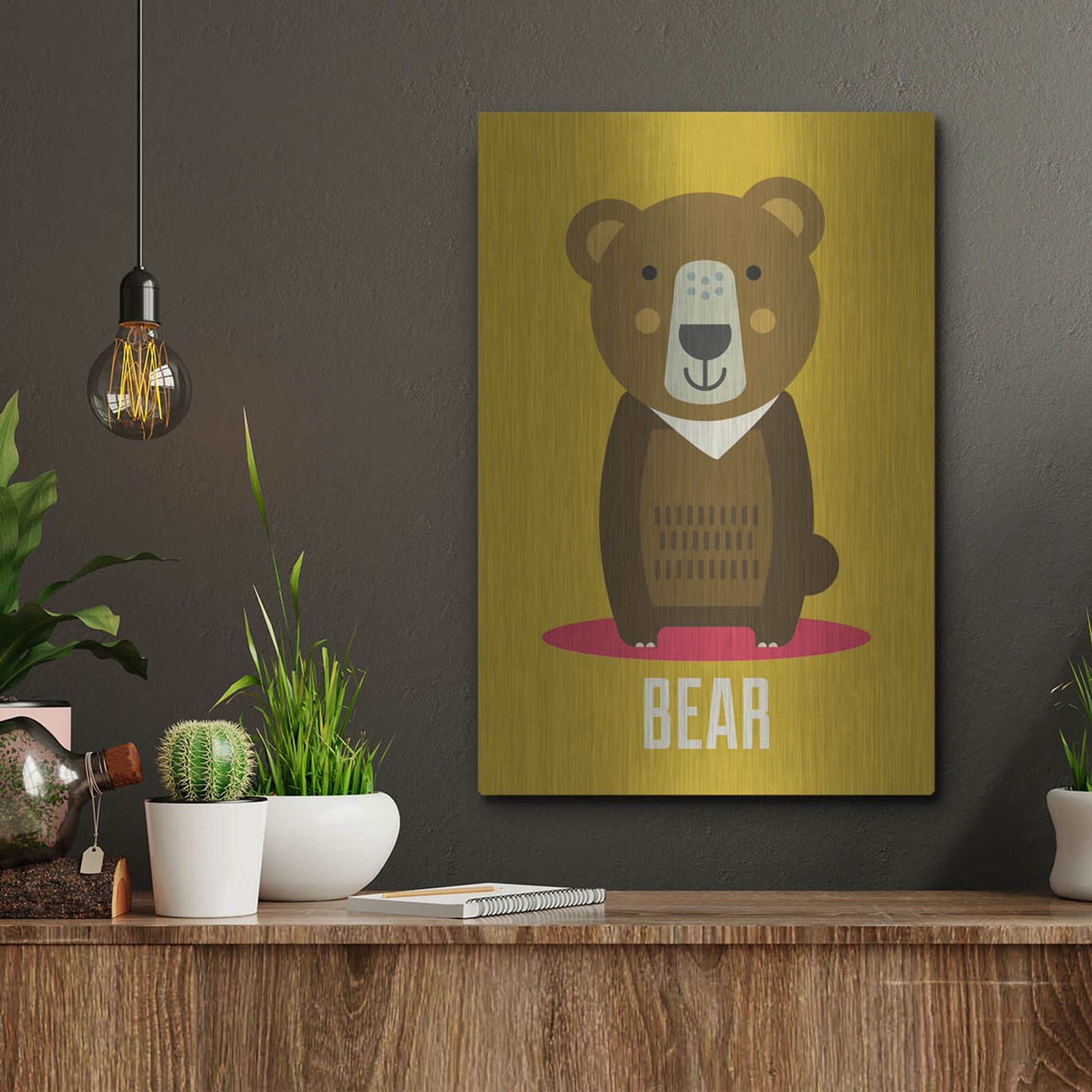 Luxe Metal Art 'Bear Kids Nursery' by Gary Williams, Metal Wall Art,12x16