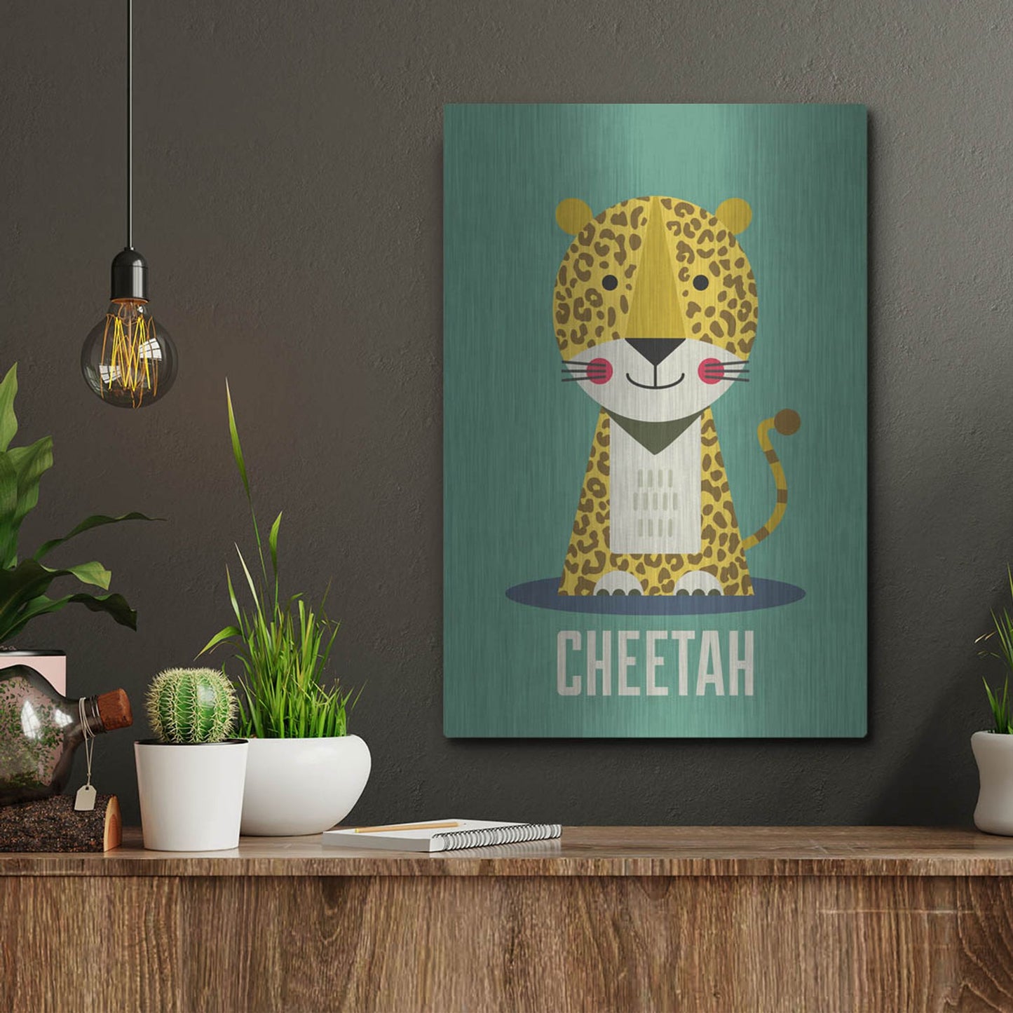 Luxe Metal Art 'Cheetah Kids Nursery' by Gary Williams, Metal Wall Art,12x16