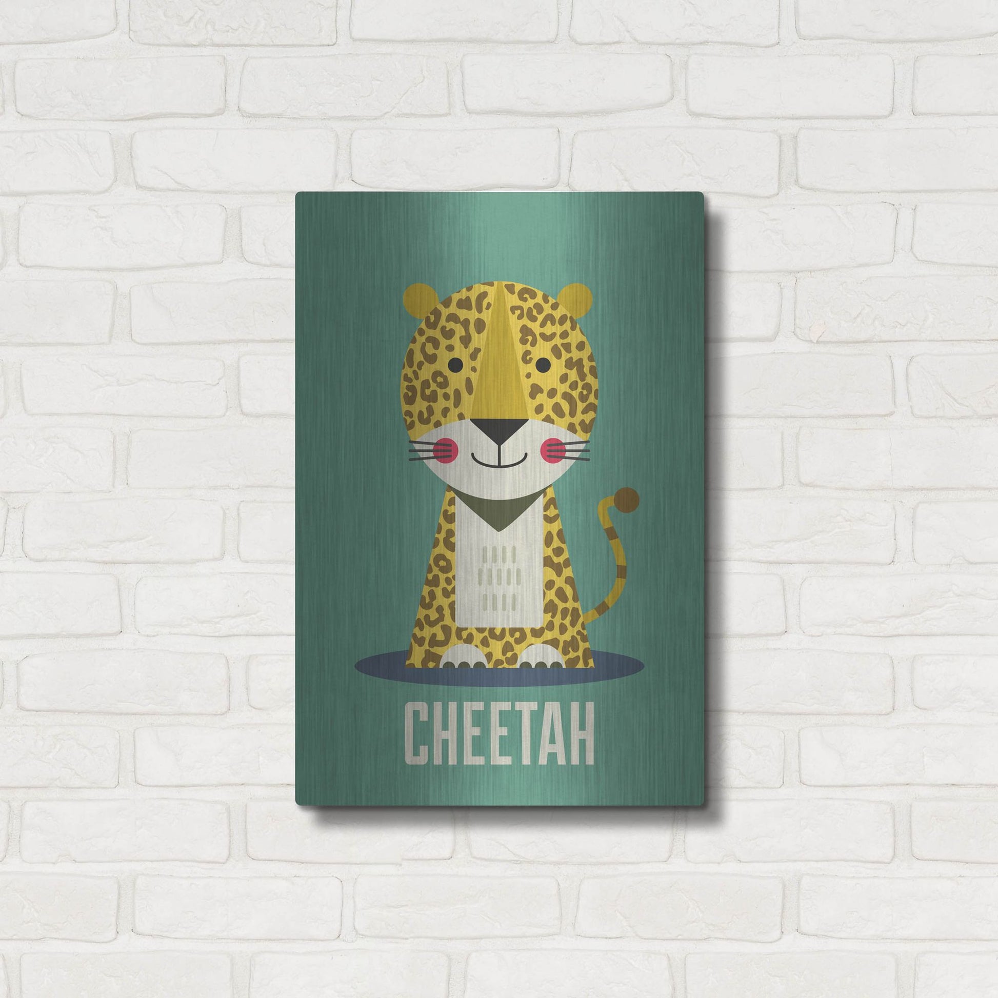 Luxe Metal Art 'Cheetah Kids Nursery' by Gary Williams, Metal Wall Art,16x24