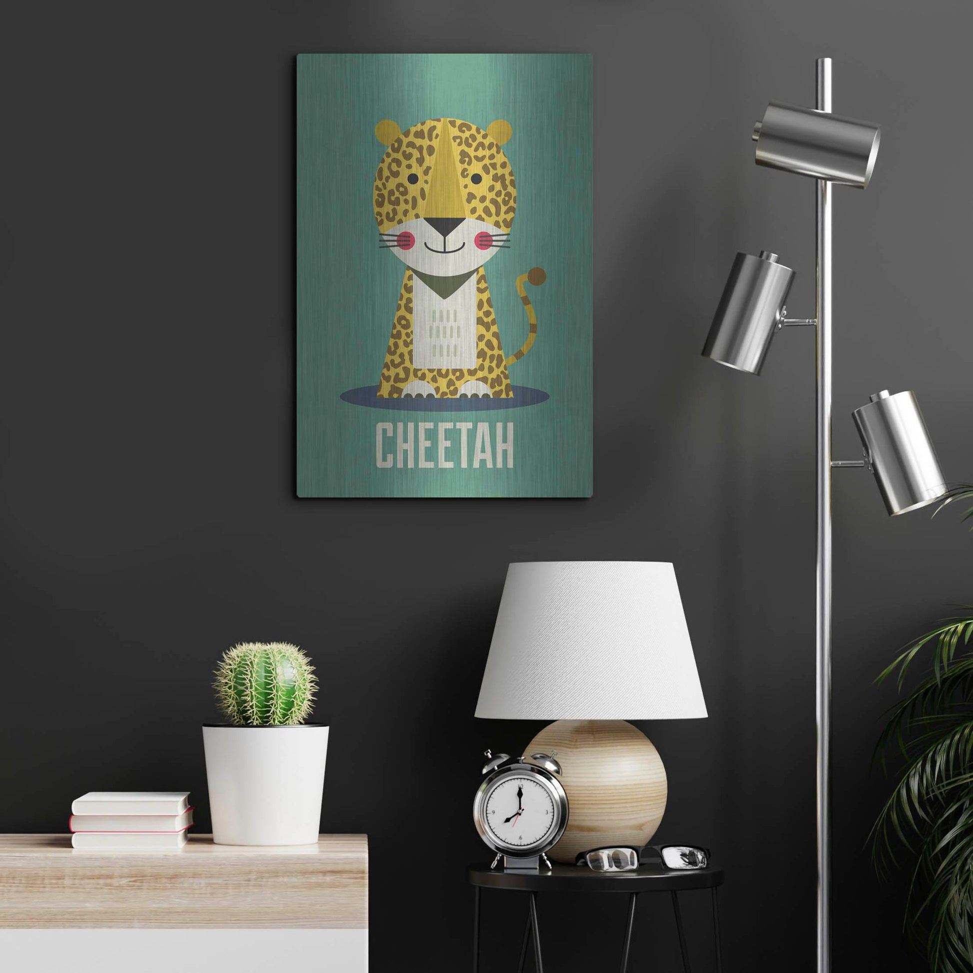 Luxe Metal Art 'Cheetah Kids Nursery' by Gary Williams, Metal Wall Art,16x24