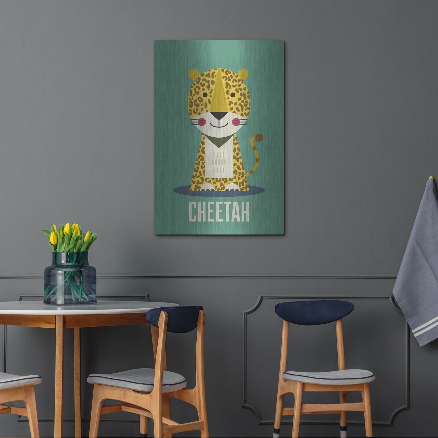 Luxe Metal Art 'Cheetah Kids Nursery' by Gary Williams, Metal Wall Art,24x36