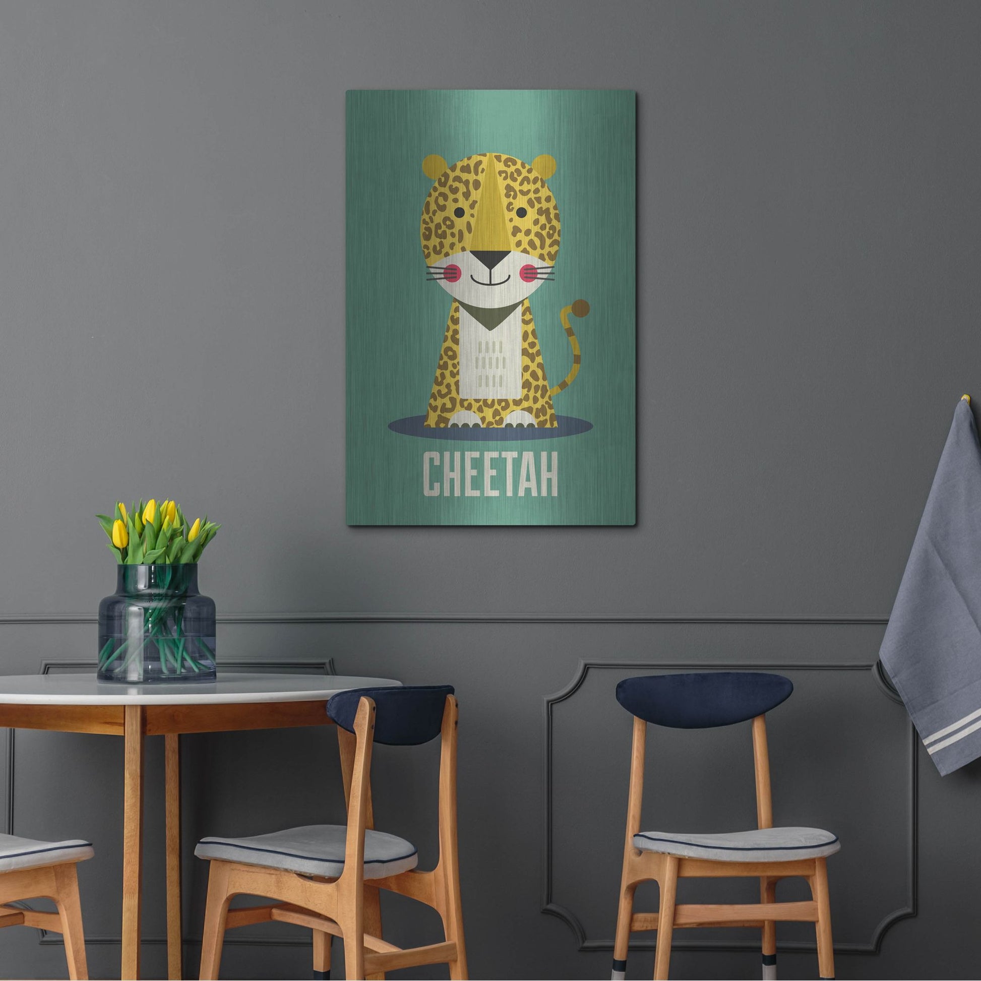 Luxe Metal Art 'Cheetah Kids Nursery' by Gary Williams, Metal Wall Art,24x36