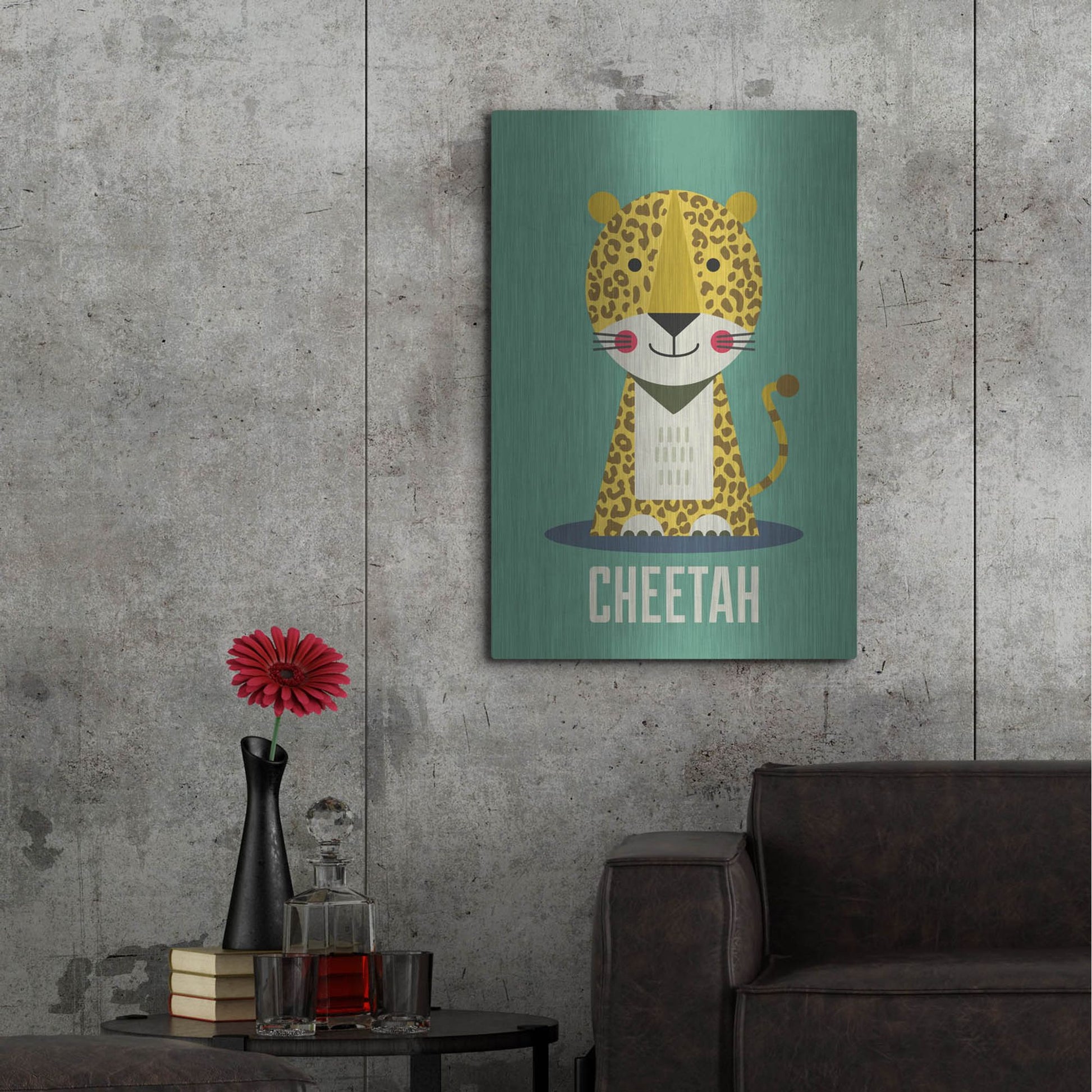 Luxe Metal Art 'Cheetah Kids Nursery' by Gary Williams, Metal Wall Art,24x36