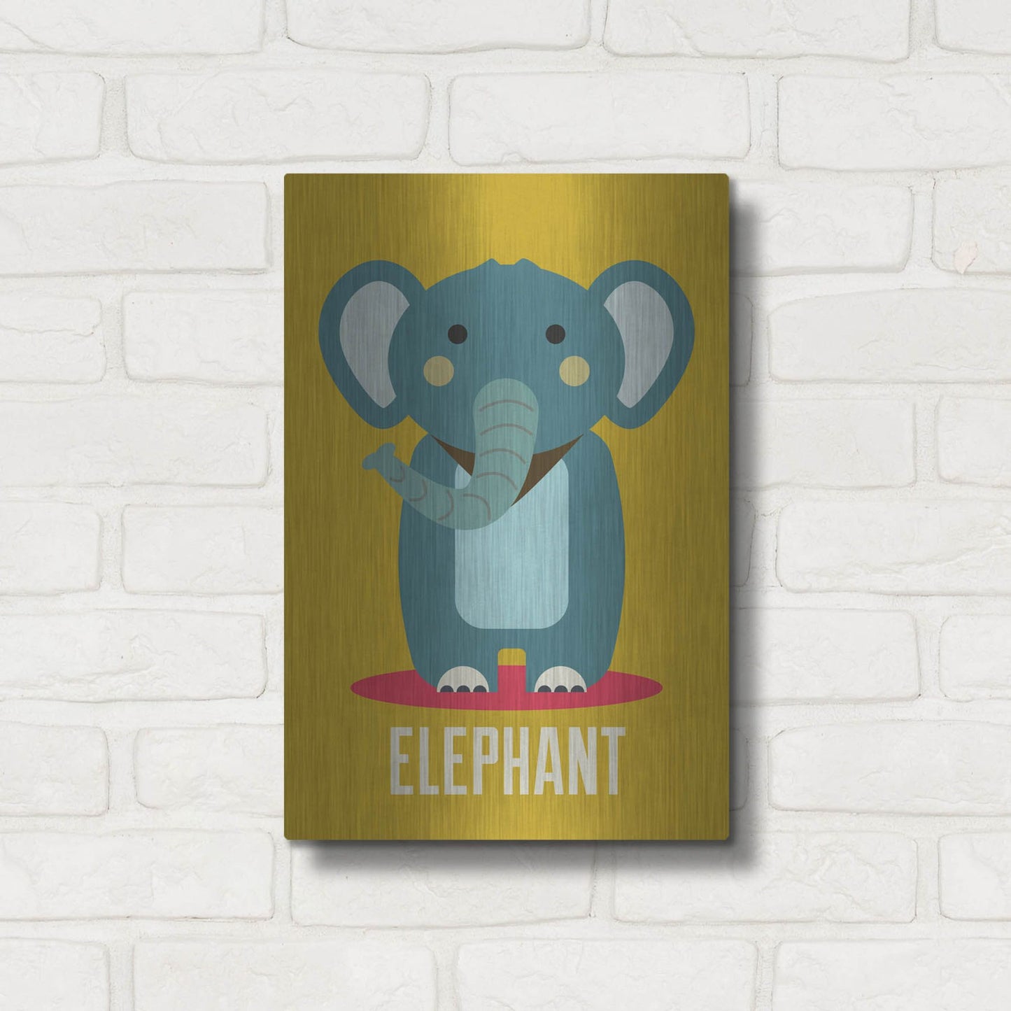 Luxe Metal Art 'Elephant Kids Nursery' by Gary Williams, Metal Wall Art,12x16