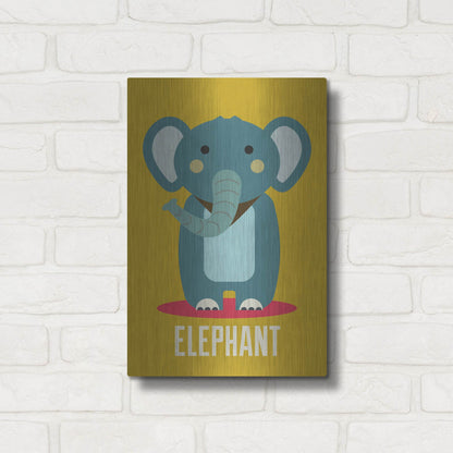 Luxe Metal Art 'Elephant Kids Nursery' by Gary Williams, Metal Wall Art,12x16