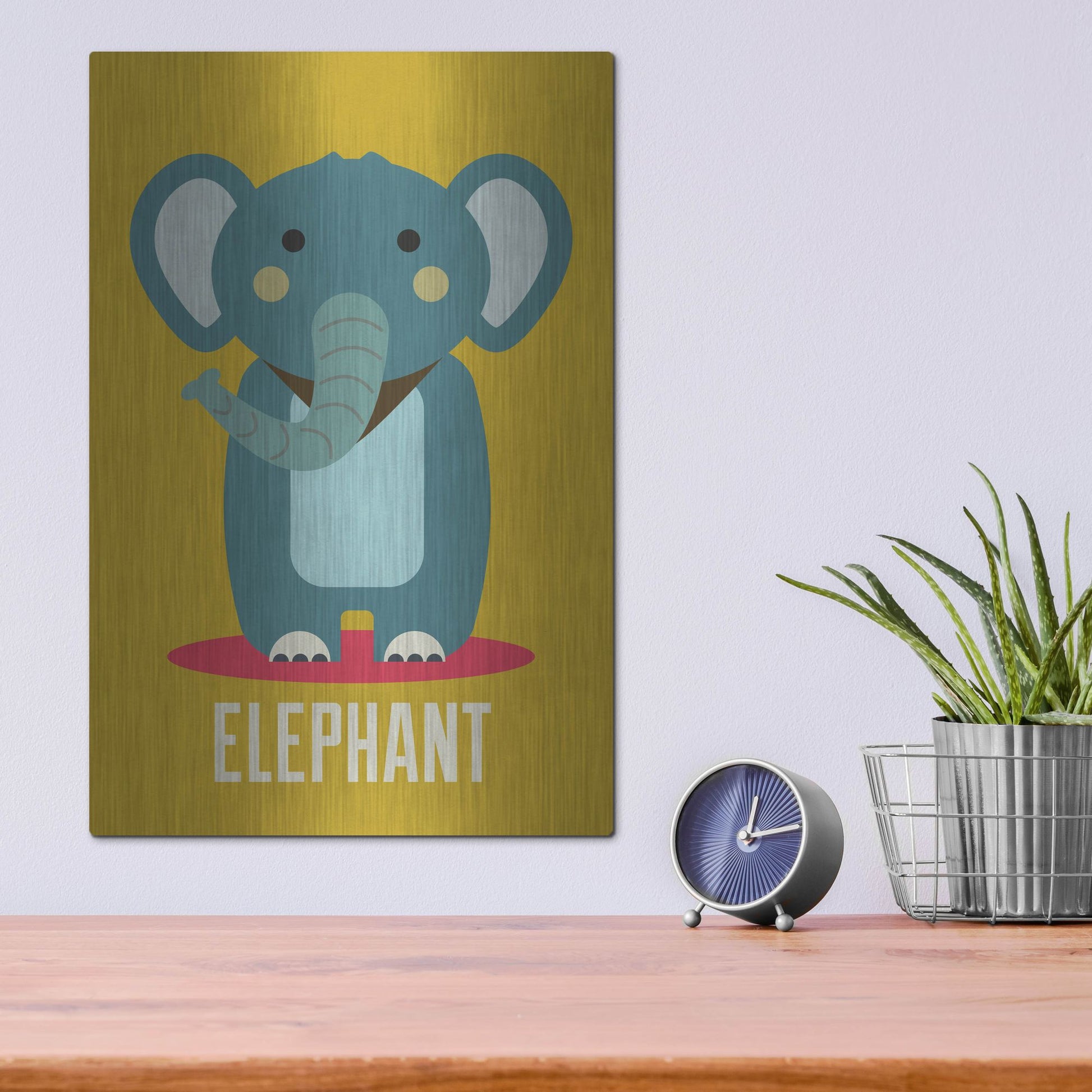 Luxe Metal Art 'Elephant Kids Nursery' by Gary Williams, Metal Wall Art,12x16