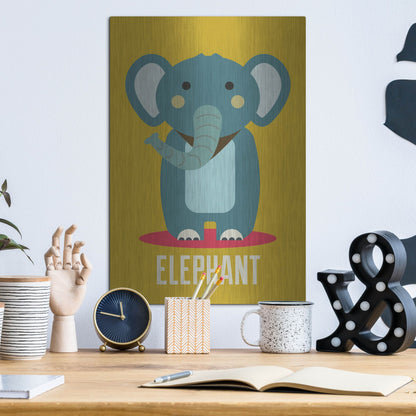 Luxe Metal Art 'Elephant Kids Nursery' by Gary Williams, Metal Wall Art,12x16