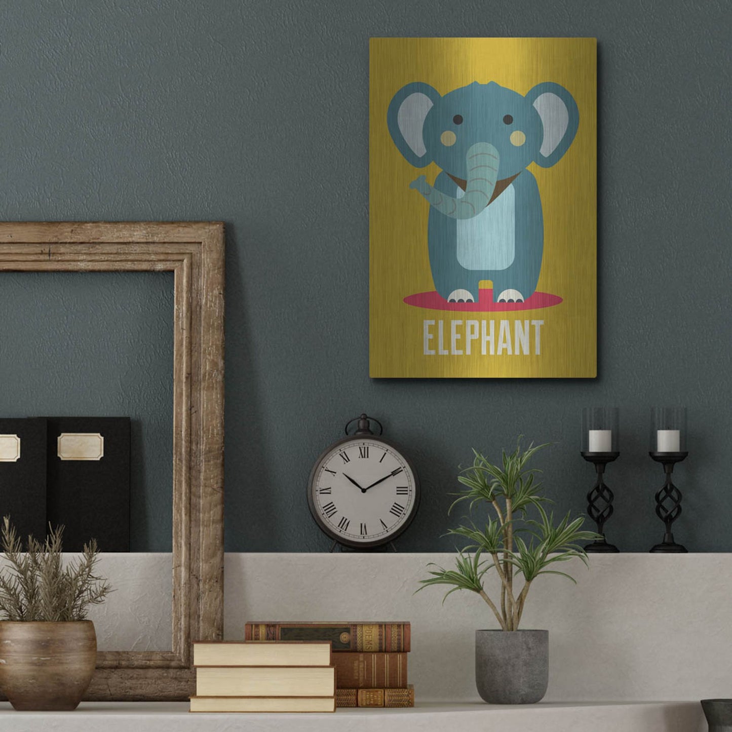 Luxe Metal Art 'Elephant Kids Nursery' by Gary Williams, Metal Wall Art,12x16