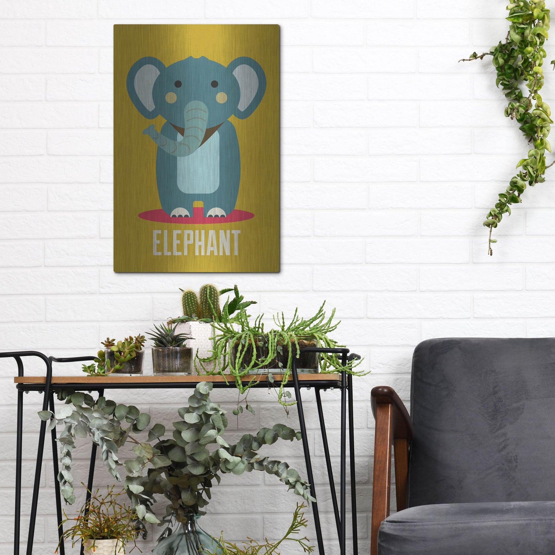Luxe Metal Art 'Elephant Kids Nursery' by Gary Williams, Metal Wall Art,12x16