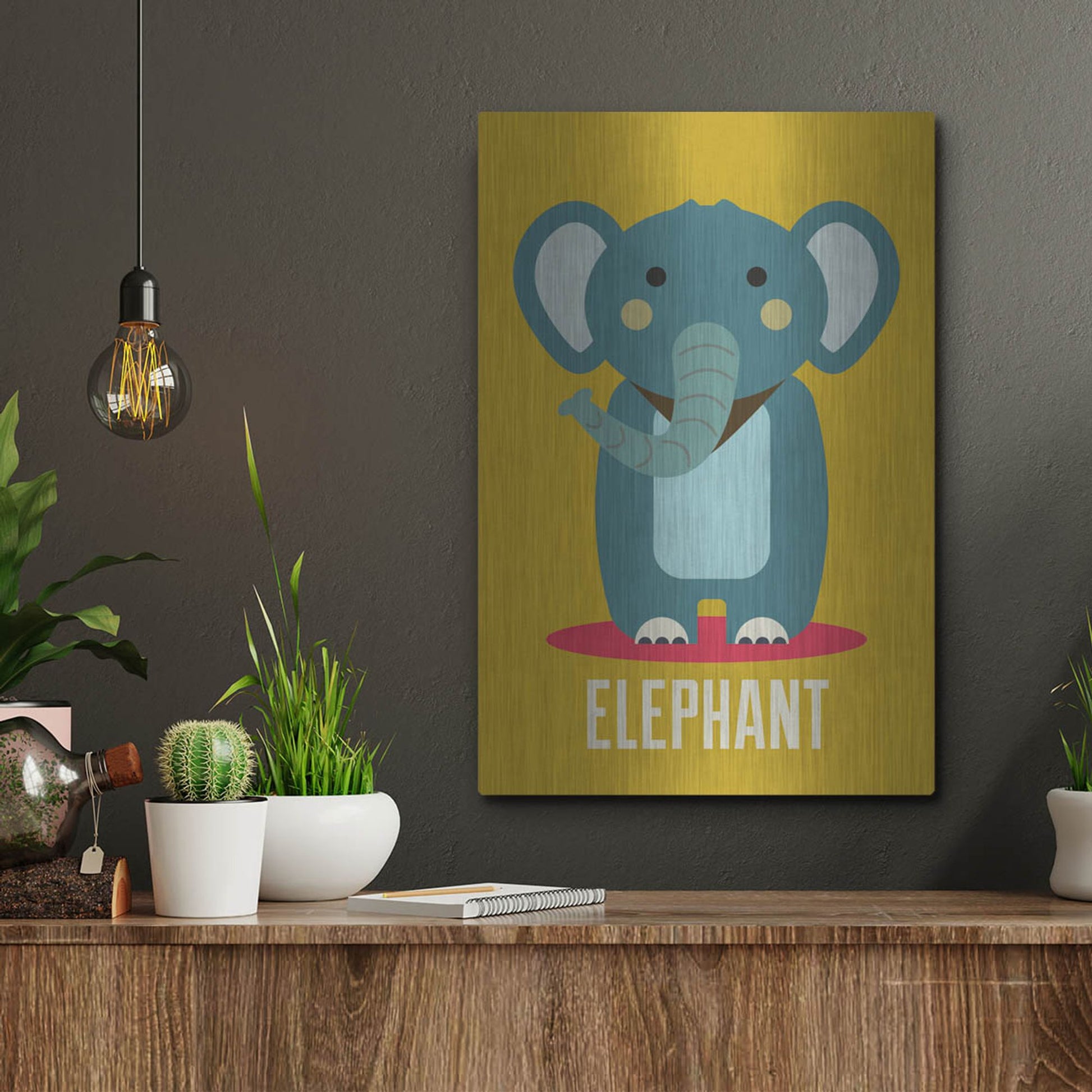 Luxe Metal Art 'Elephant Kids Nursery' by Gary Williams, Metal Wall Art,12x16