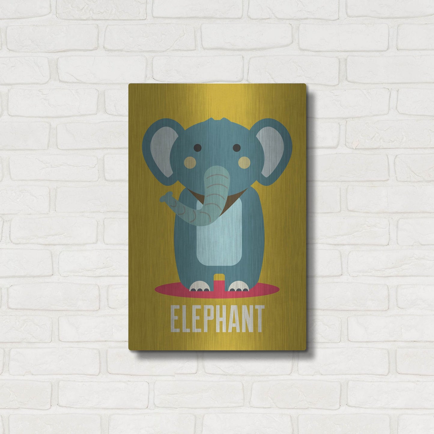 Luxe Metal Art 'Elephant Kids Nursery' by Gary Williams, Metal Wall Art,16x24