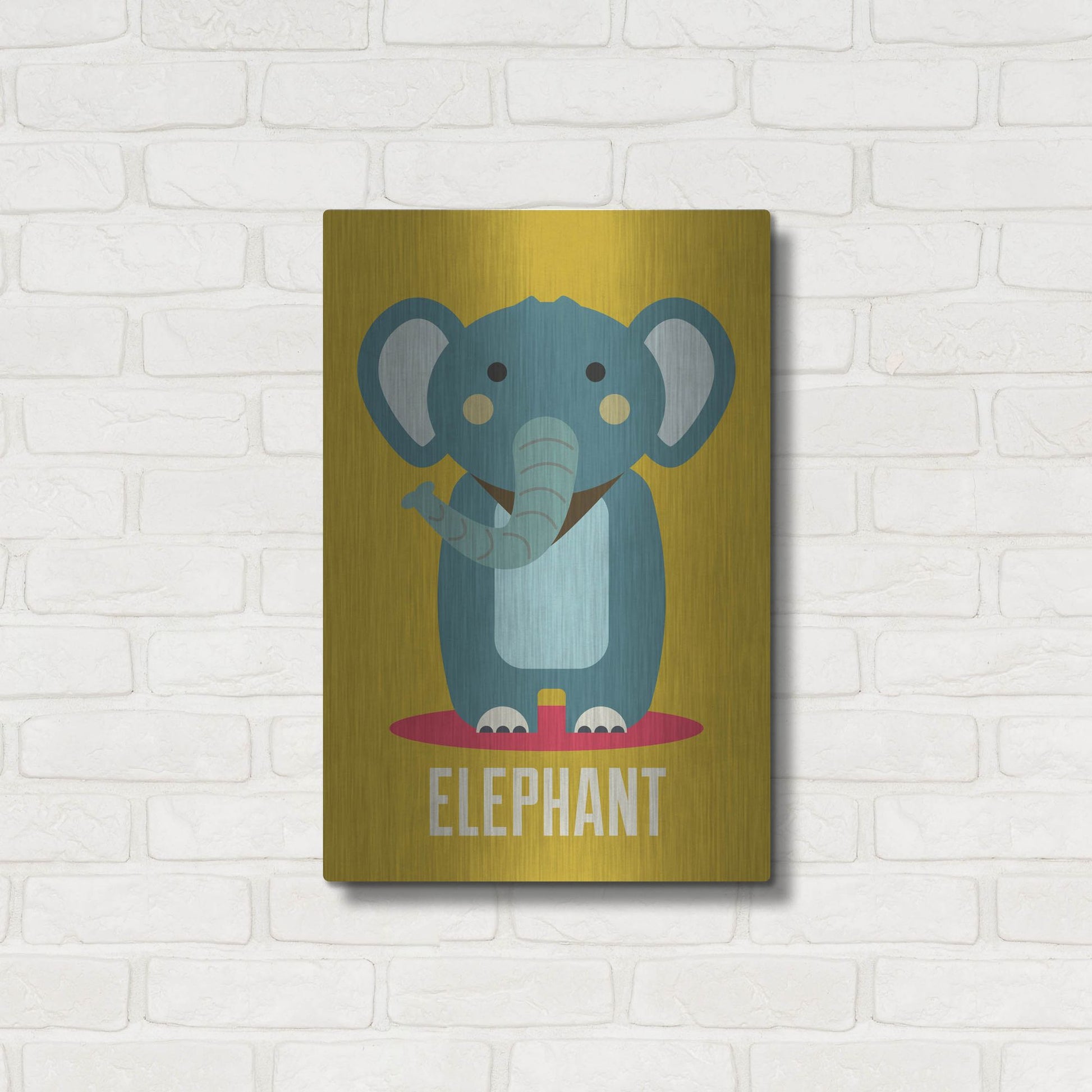 Luxe Metal Art 'Elephant Kids Nursery' by Gary Williams, Metal Wall Art,16x24