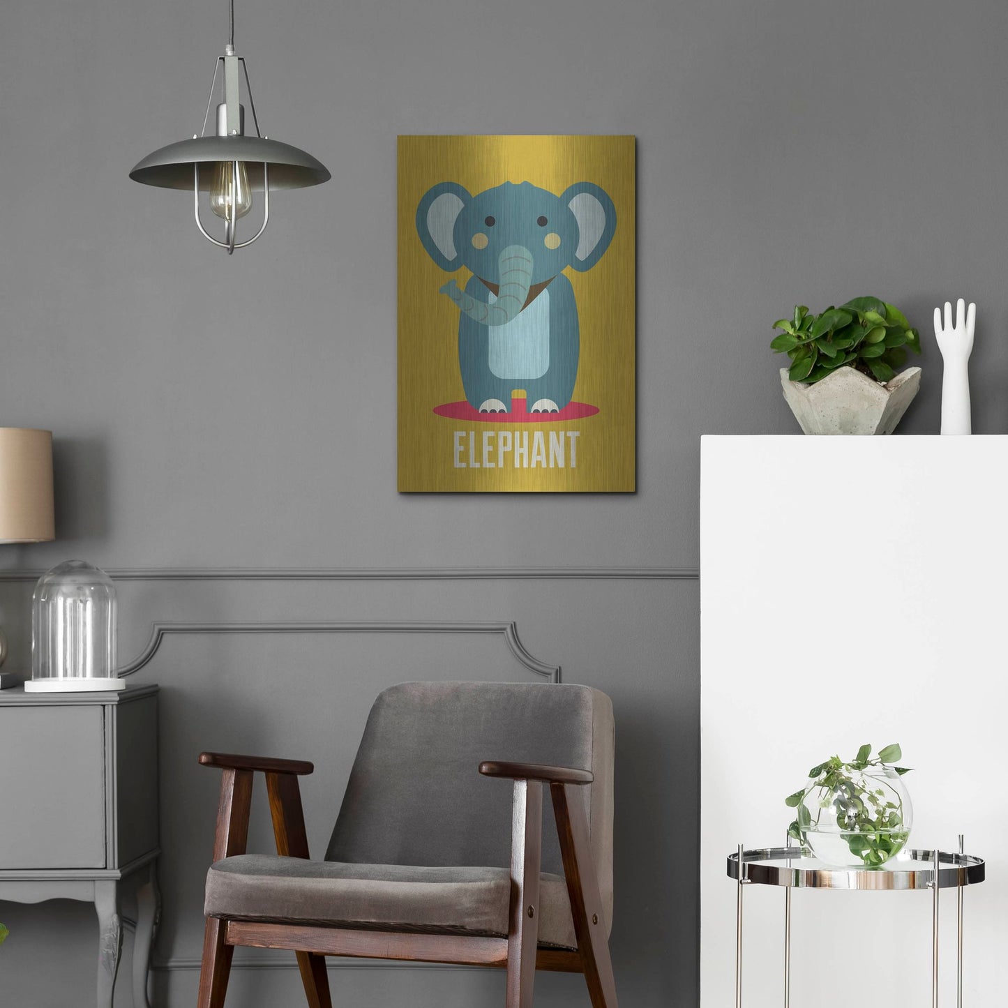 Luxe Metal Art 'Elephant Kids Nursery' by Gary Williams, Metal Wall Art,16x24