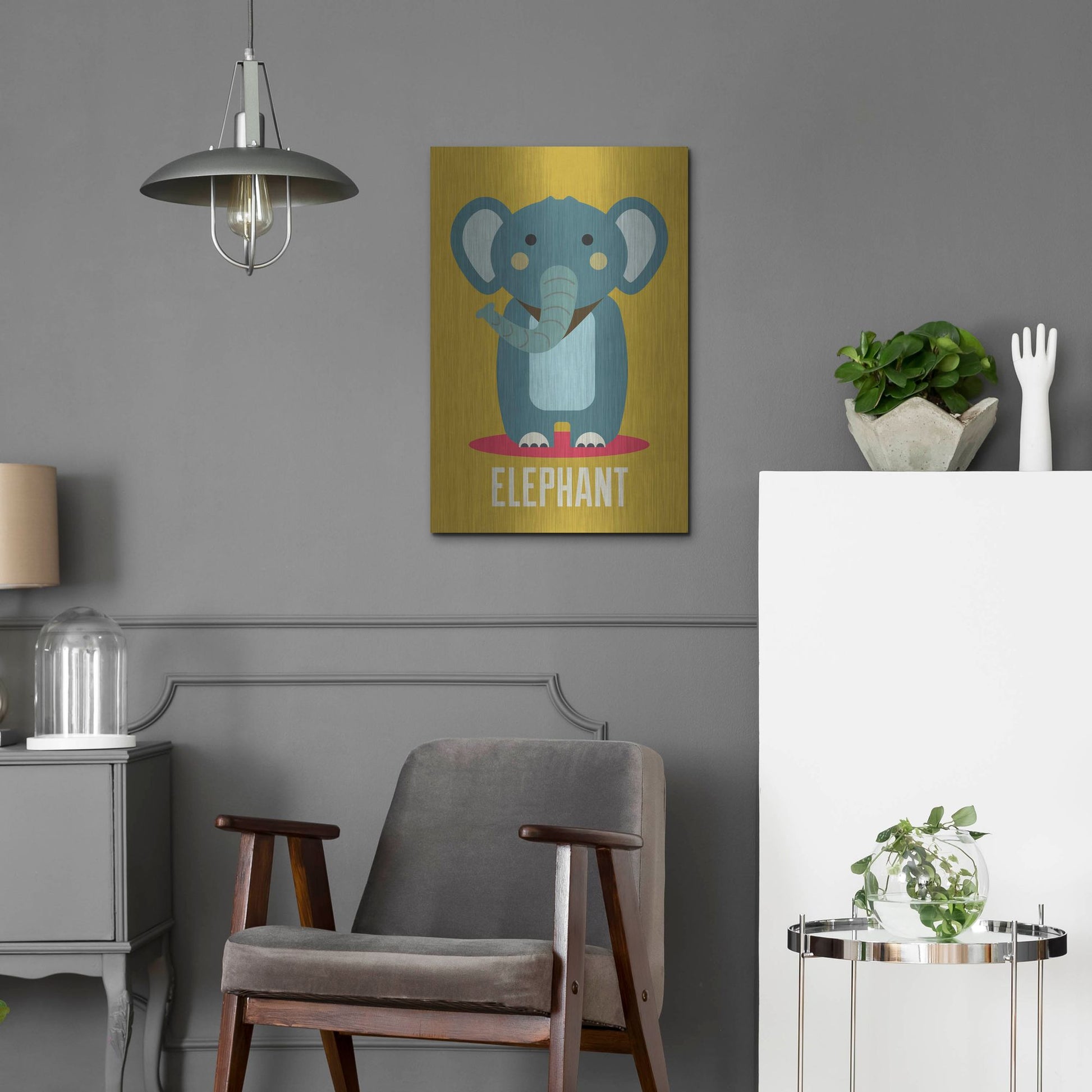 Luxe Metal Art 'Elephant Kids Nursery' by Gary Williams, Metal Wall Art,16x24