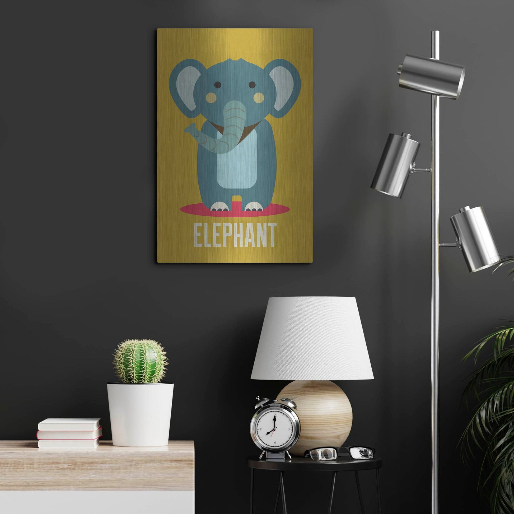 Luxe Metal Art 'Elephant Kids Nursery' by Gary Williams, Metal Wall Art,16x24