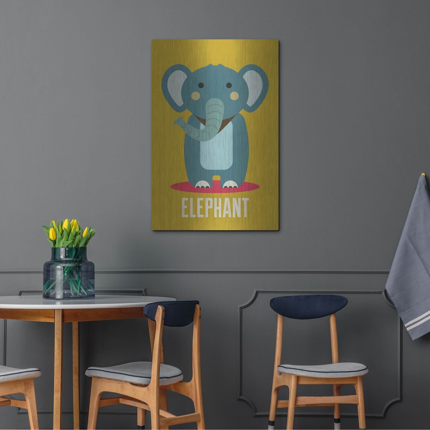 Luxe Metal Art 'Elephant Kids Nursery' by Gary Williams, Metal Wall Art,24x36