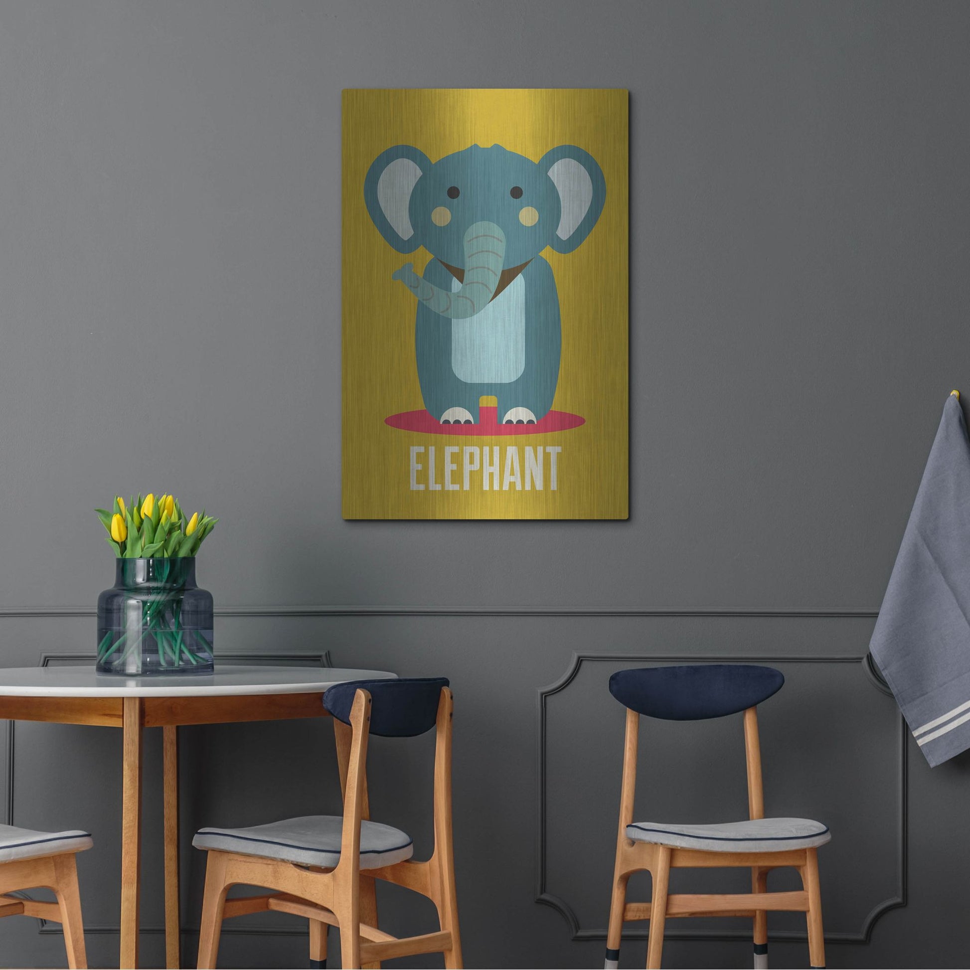 Luxe Metal Art 'Elephant Kids Nursery' by Gary Williams, Metal Wall Art,24x36
